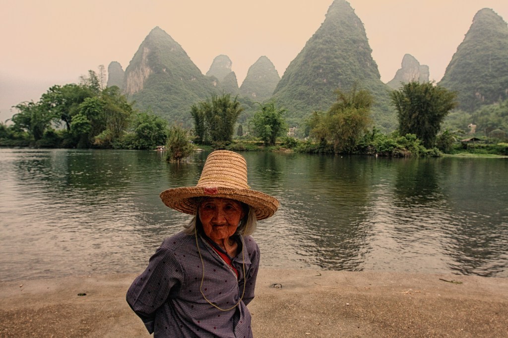 The woman, the river and the hills