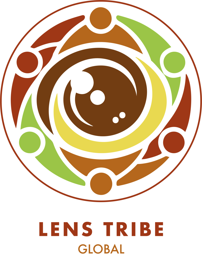 Logo of Lens Tribe Global featuring a circular design with stylized figures in various colors surrounding an eye-like shape in the center.